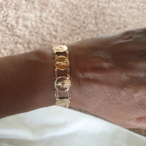 Saints Medal Bracelet 14K Yellow Gold Bracelet - Picture 2 of 4